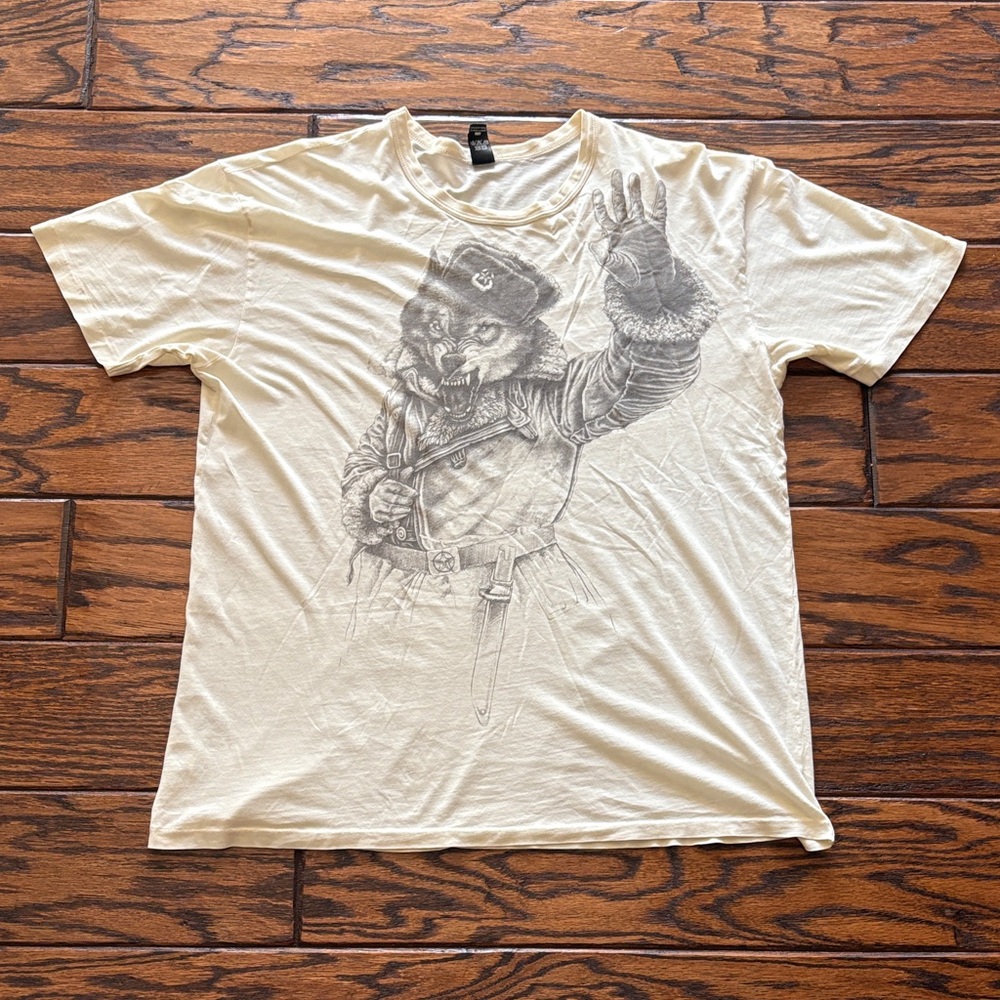 Vintage Obey Cream Graphic Tee with Owl Design